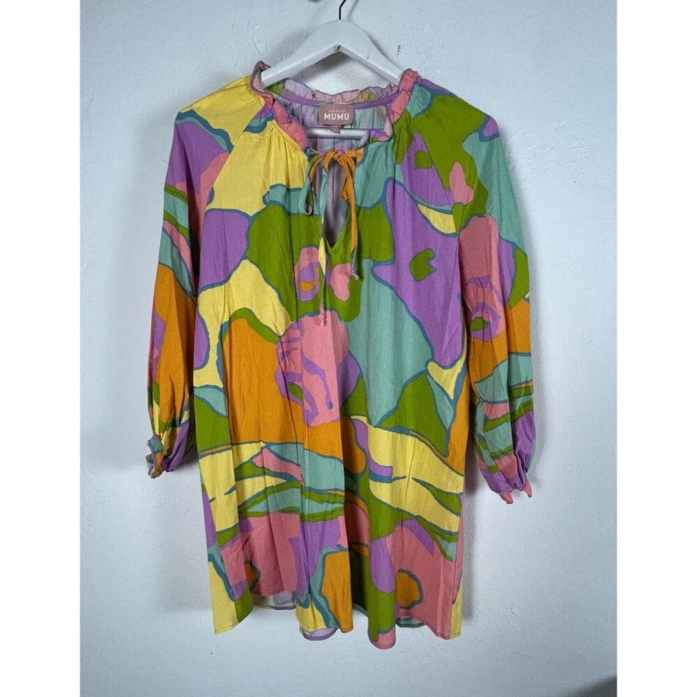Show Me Your Mumu Char Tunic Top Womens Medium Abstract Pastel Multicolor Summer